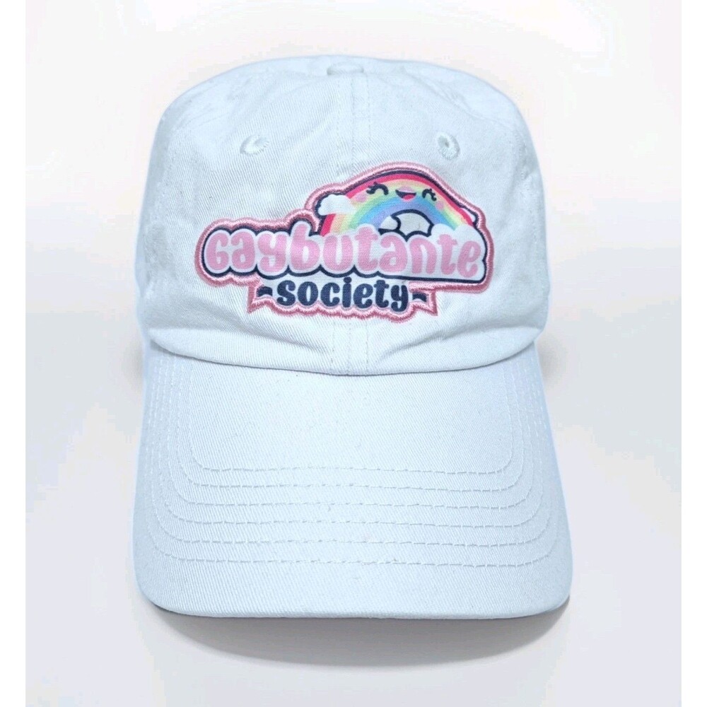 Gaybutante Society Baseball Cap Hat White Strapback Gay Pride Rainbow